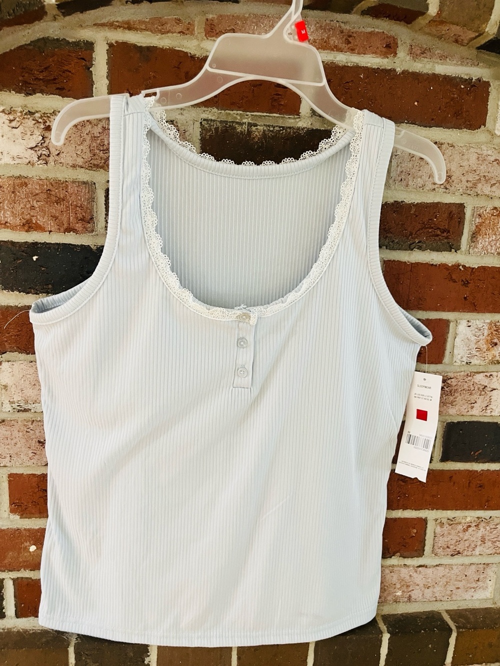 JUST BE Blue Ribbed Two-Piece Sleep Set with Lace Trim M NWT - Picture 5 of 10
